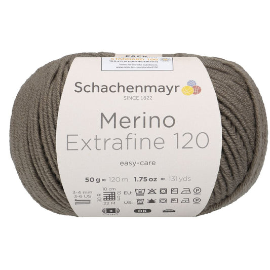 Merino Extrafine 120 /Schachenmayr/ 50g #00116 "Pelēkbrūns"