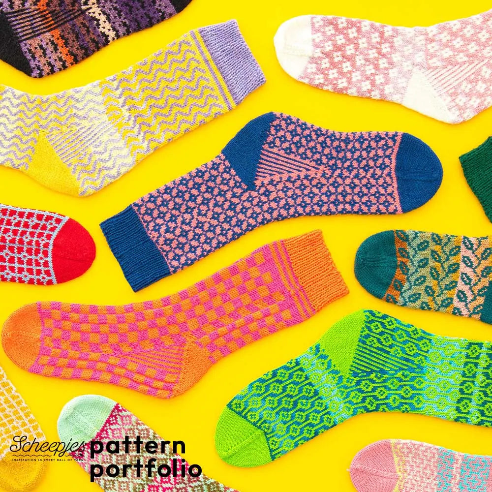 Arcadia Pattern Portfolio /Scheepjes/ zeķu rakstu shēmas un adīšanas instrukcija,  ENG