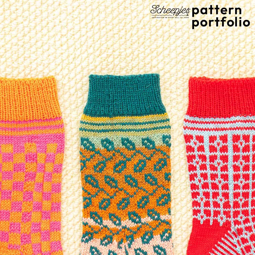 Arcadia Pattern Portfolio /Scheepjes/ zeķu rakstu shēmas un adīšanas instrukcija,  ENG