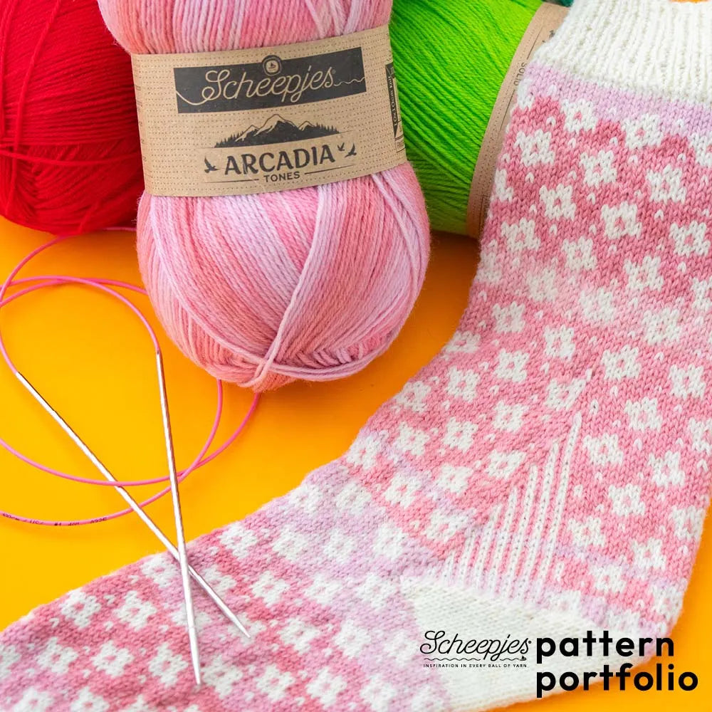 Arcadia Pattern Portfolio /Scheepjes/ zeķu rakstu shēmas un adīšanas instrukcija,  ENG