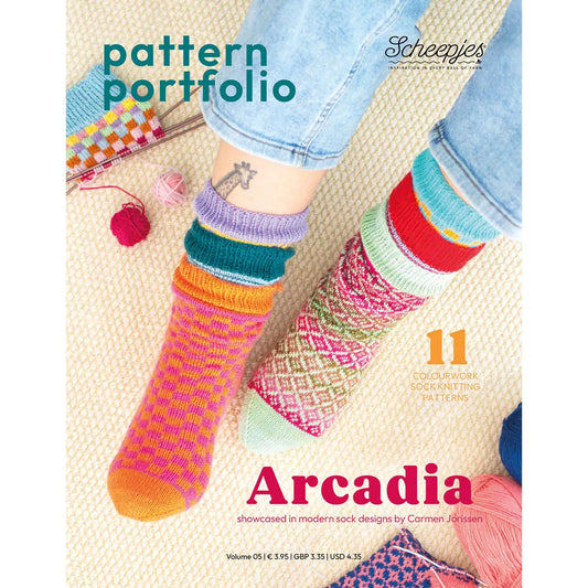 Arcadia Pattern Portfolio /Scheepjes/ zeķu rakstu shēmas un adīšanas instrukcija,  ENG