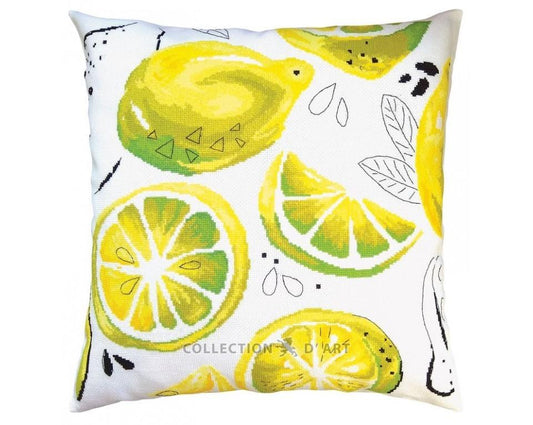 Pillow cover "Yellow lemon" - embroidery kit /RTO/ 40 x 40 cm