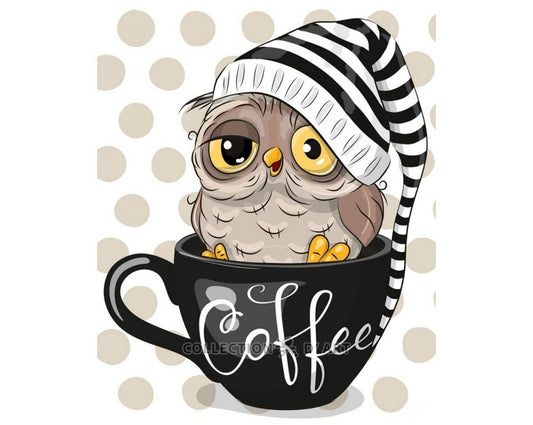 Invigorating coffee - diamond embroidery kit with cardboard base /Collection d' Art/ 20x29 cm