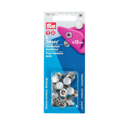 Jersey Spiedpogas perlamutra krāsā 12mm - 6 gab papildināšanas komplekts