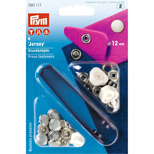 Metāla spiedpogas "Jersey" perlamutra krāsā 12mm, 6 gab