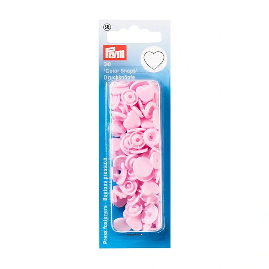 Plastmasas spiedpogas - Sirsniņas - Gaiši rozā ~12mm, 30 gab