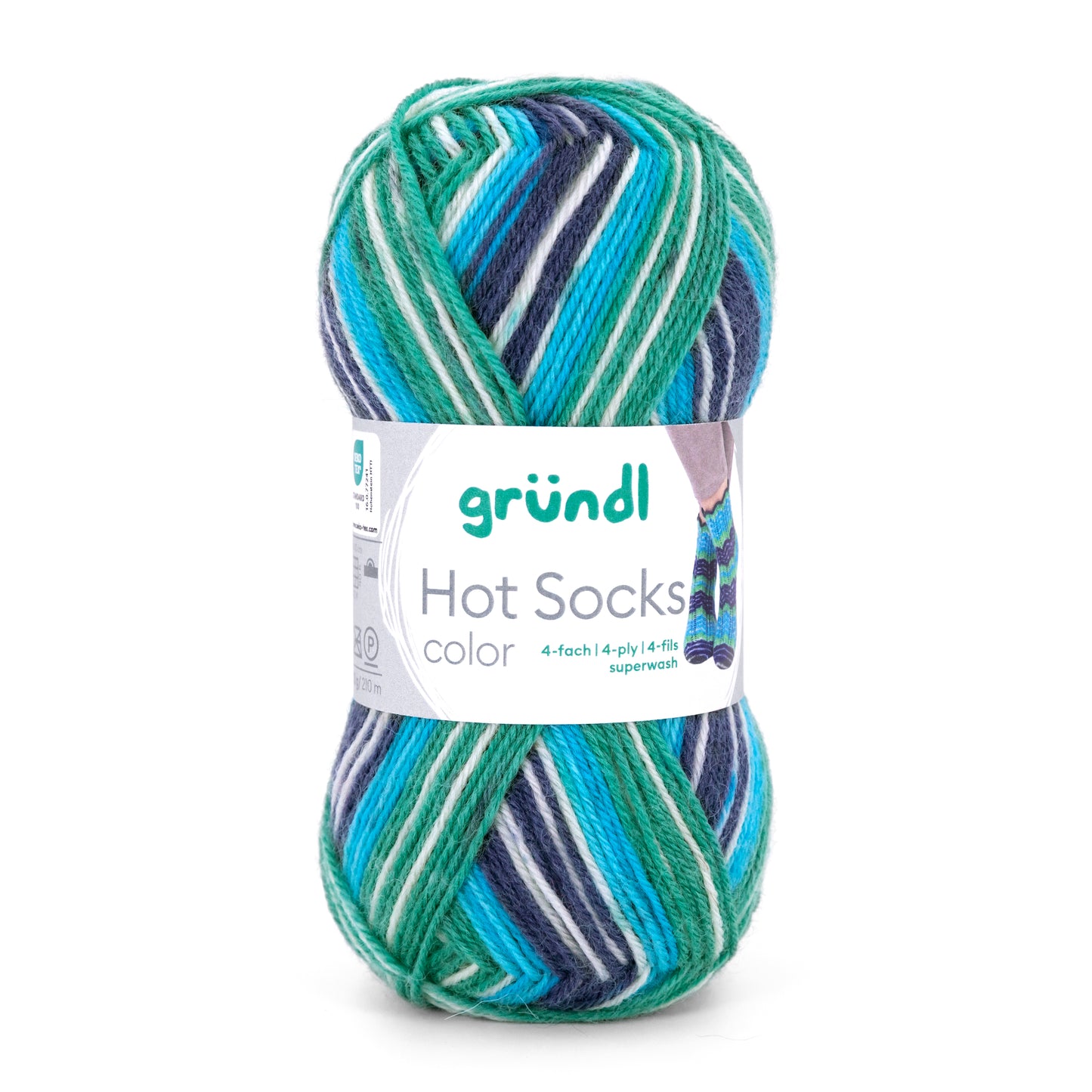 Hot Socks COLOR Gründl 4-ply sock yarn 50g #01 "Turquoise Stream"