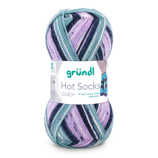 Hot Socks COLOR Gründl 4-niidine sokilõng 50g #03 "Lavendel-tuul"