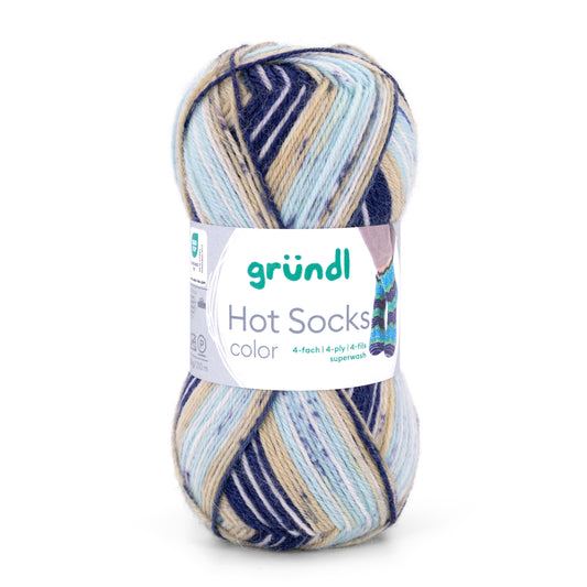 Hot Socks COLOR Gründl 4-kordne sokilõng 50g #04 "Jääjõgi"