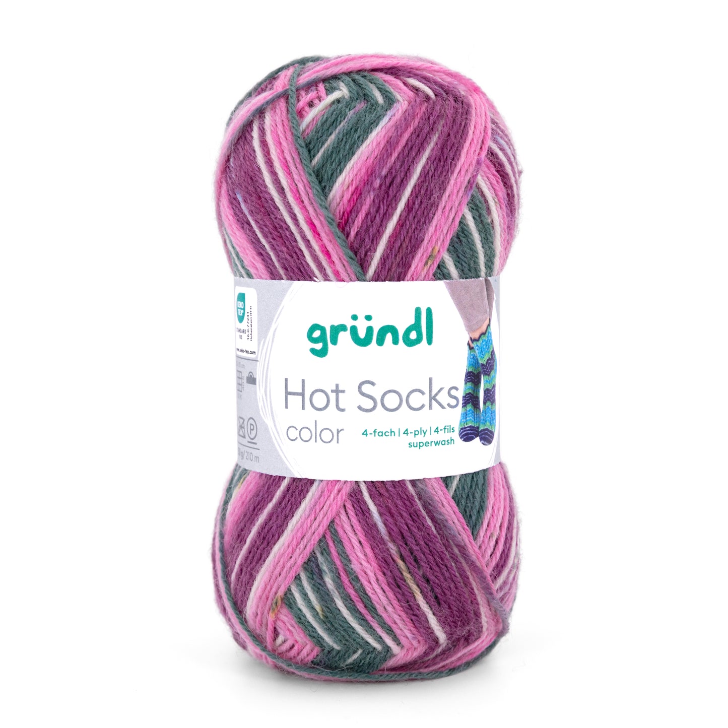 Hot Socks COLOR Gründl 4-diegu zeķu dzija 50g #06 "Rozā migla"