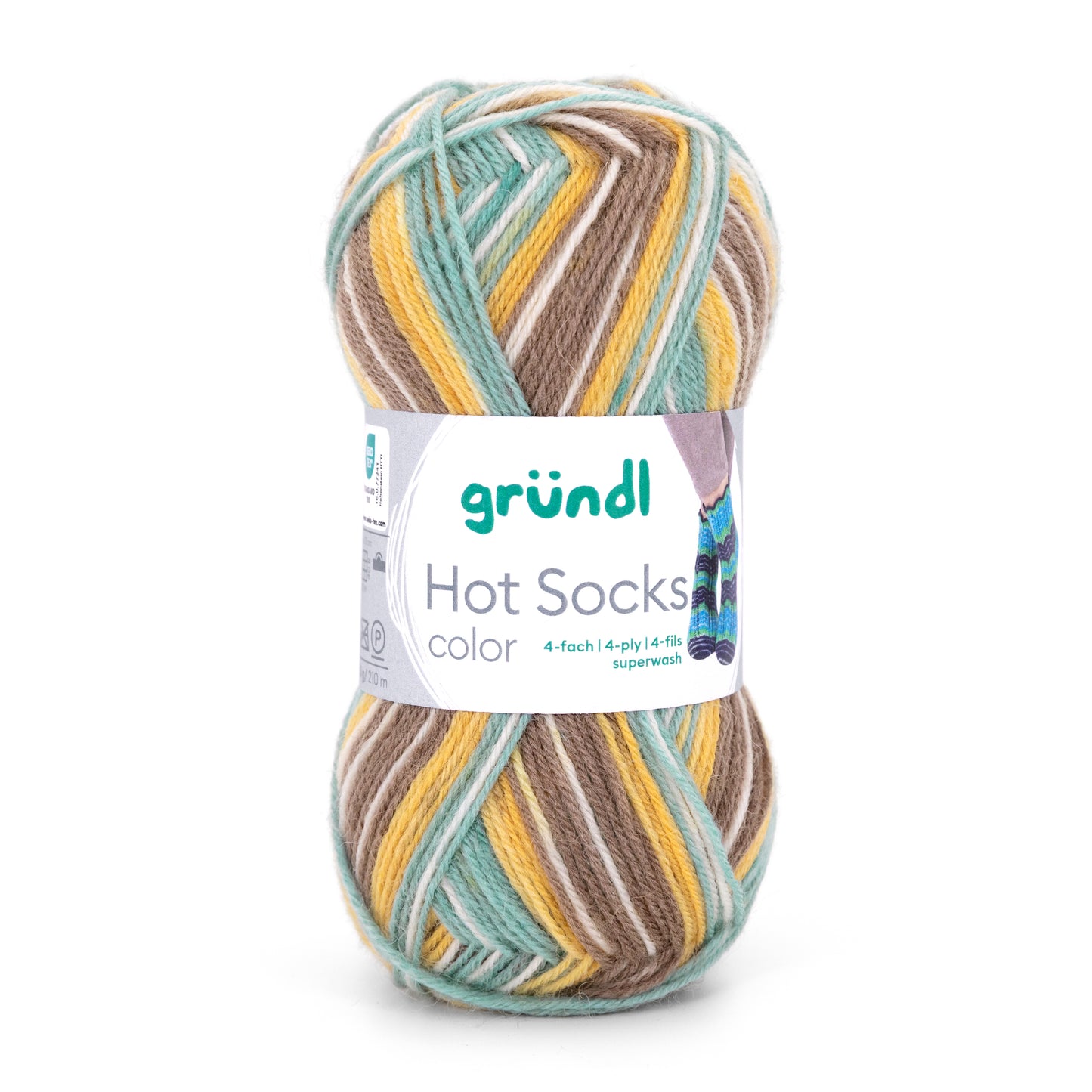 Hot Socks COLOR Gründl 4-diegu zeķu dzija 50g #12 "Citronu kūka"