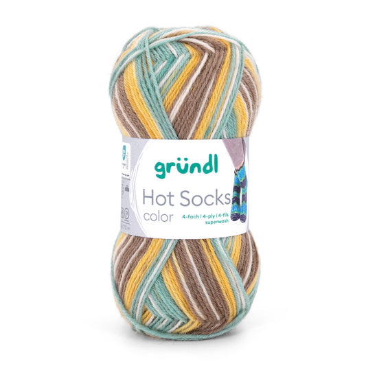 Hot Socks COLOR Gründl 4-diegu zeķu dzija 50g #12 "Citronu kūka"