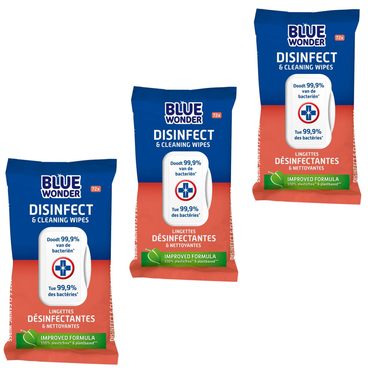 BLUE WONDER Cleaning Kit: Hygienic Wet Wipes for Cleaning x 3 Packs