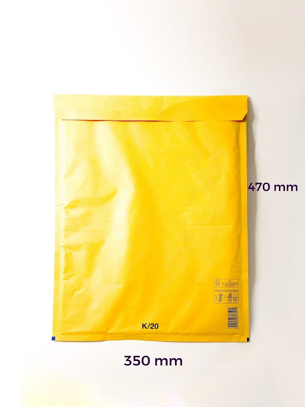 Burbuļplēves aploksnes dzeltenas K20 / 350 x 470 mm