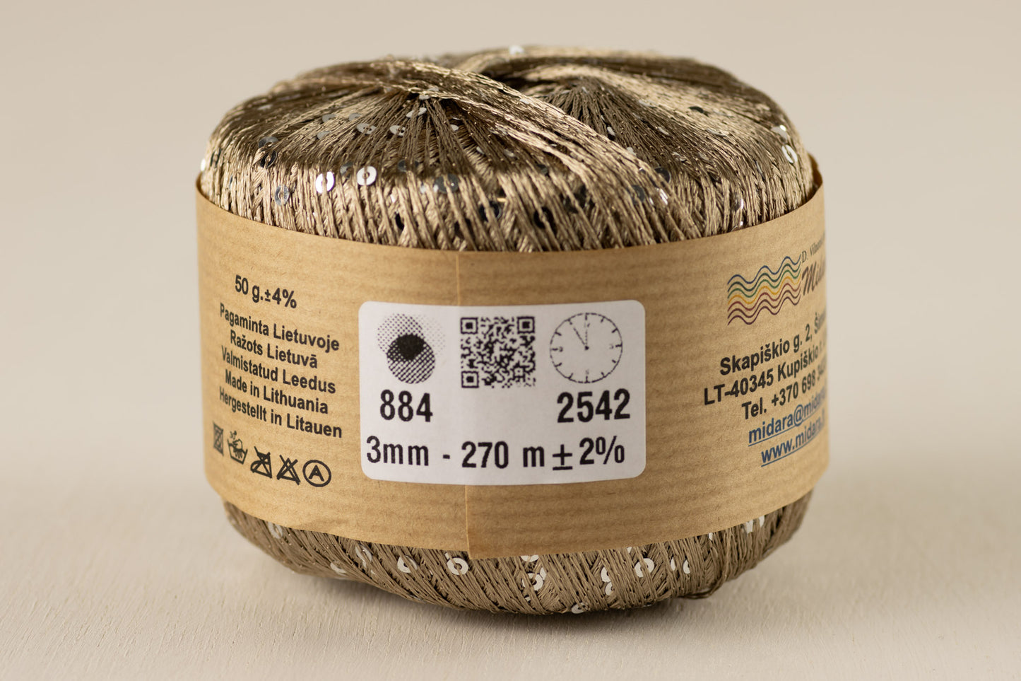 Sequin /Midara/ #884 "Gaiši brūns/bēšs-sudraba fliteri"