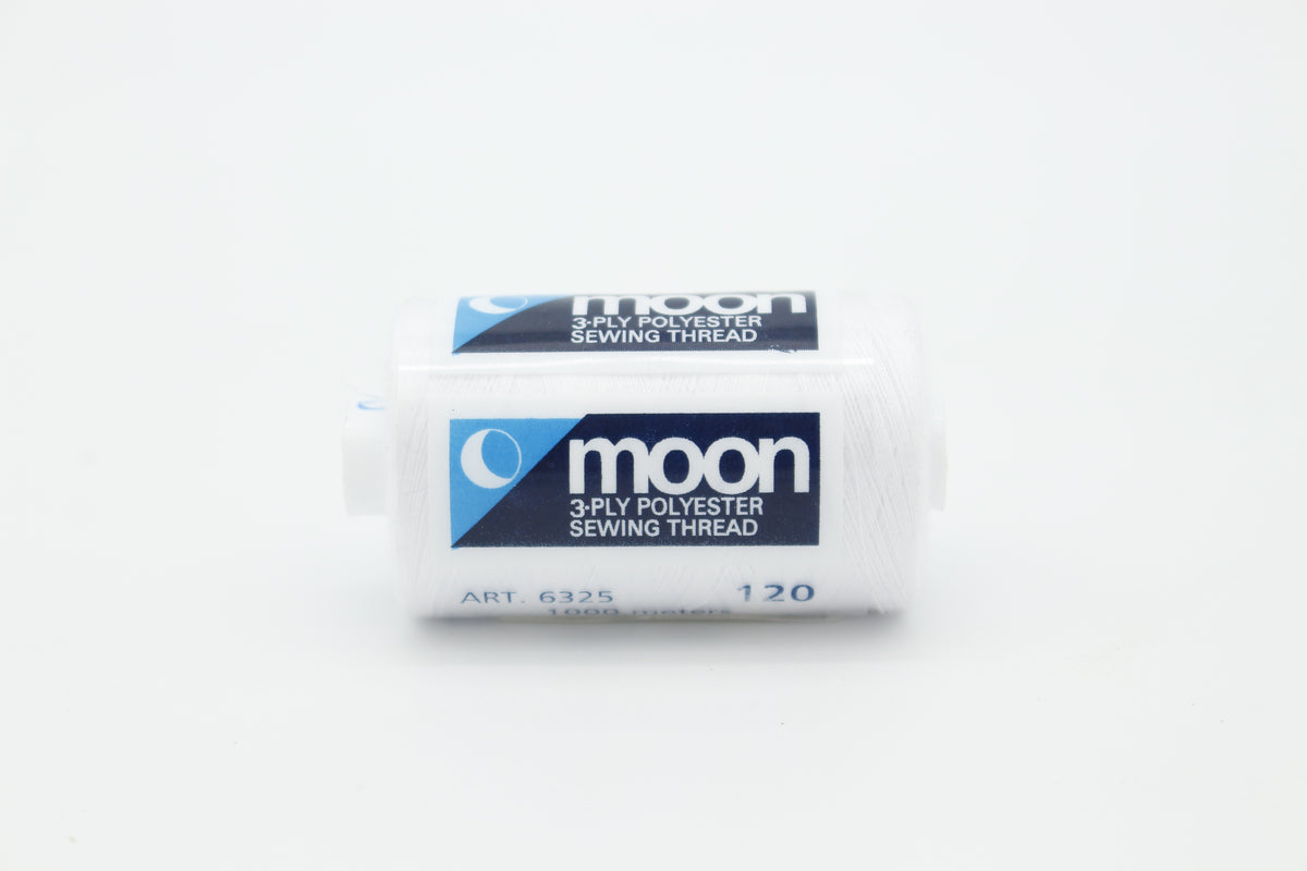 Sewing thread MOON No. 120, 100% Polyester 3-ply, 1000m #1413 "White"