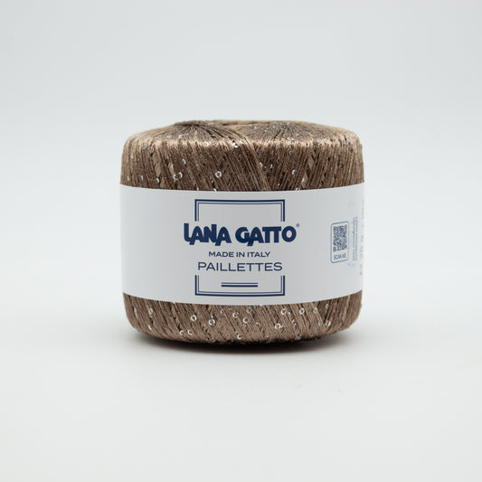 Paillettes /Lana Gatto/ 25g 195m #30100 "Taupe + silver sequins"