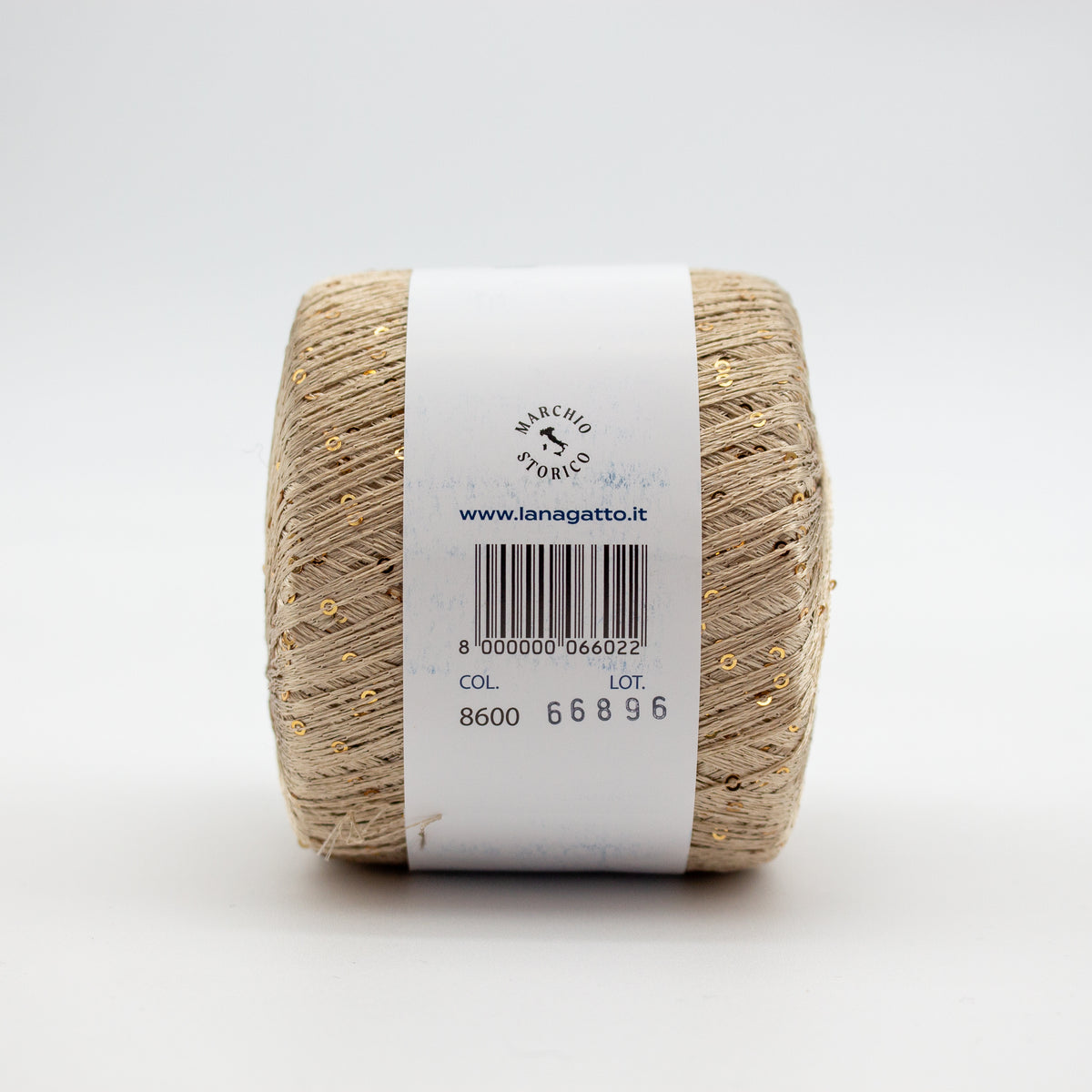 Paillettes /Lana Gatto/ 25g 195m #8600 "Bēšs ar zelta fliteriem"