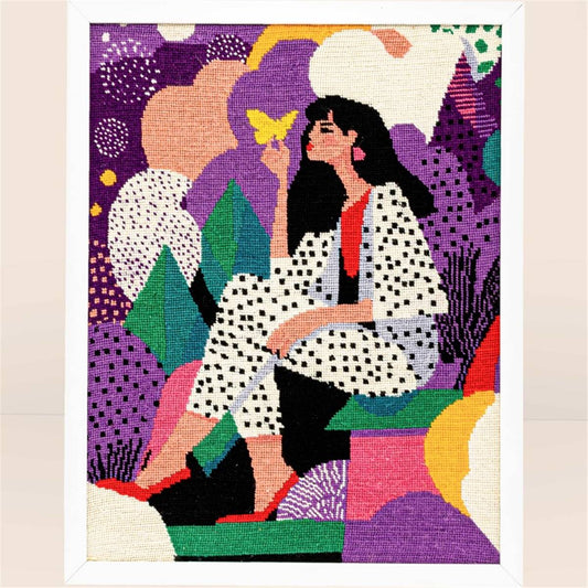 THE WOMAN WITH THE BUTTERFLY (Sieviete ar tauriņu) - izšūšanas komplekts /Milpoint/ 40 X 50 cm