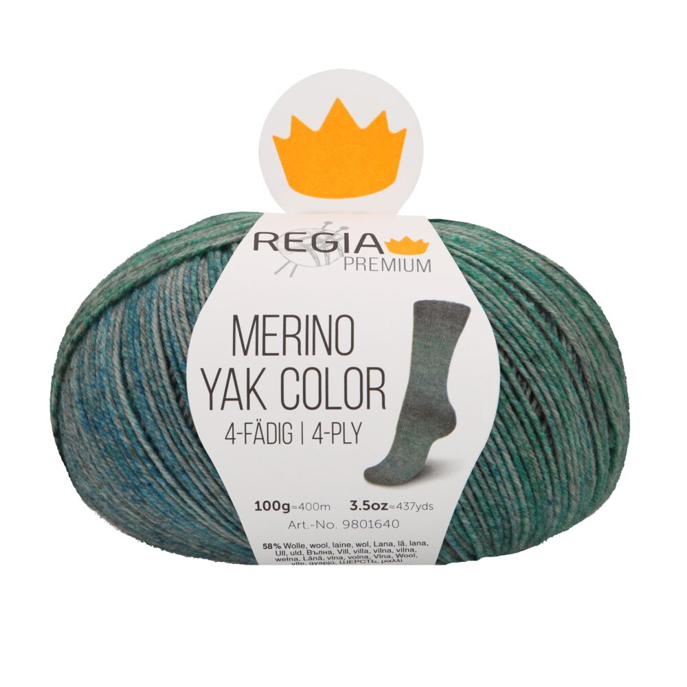 Regia Premium 4-diegu Merino Yak Color 100g #08511 "Nefrīta pelēks"