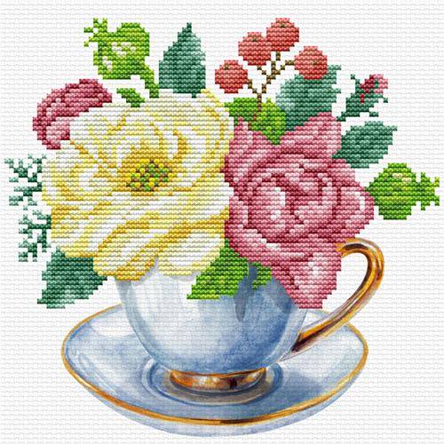 BLUE CUP - izšūšanas komplekts /Ladybird/ 22 x 22 cm