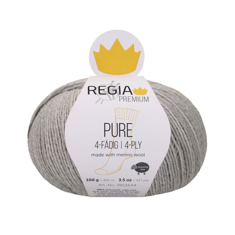 Regia Premium 4-diegu Pure 100g #00090 "Gaiši pelēks merserizēts"