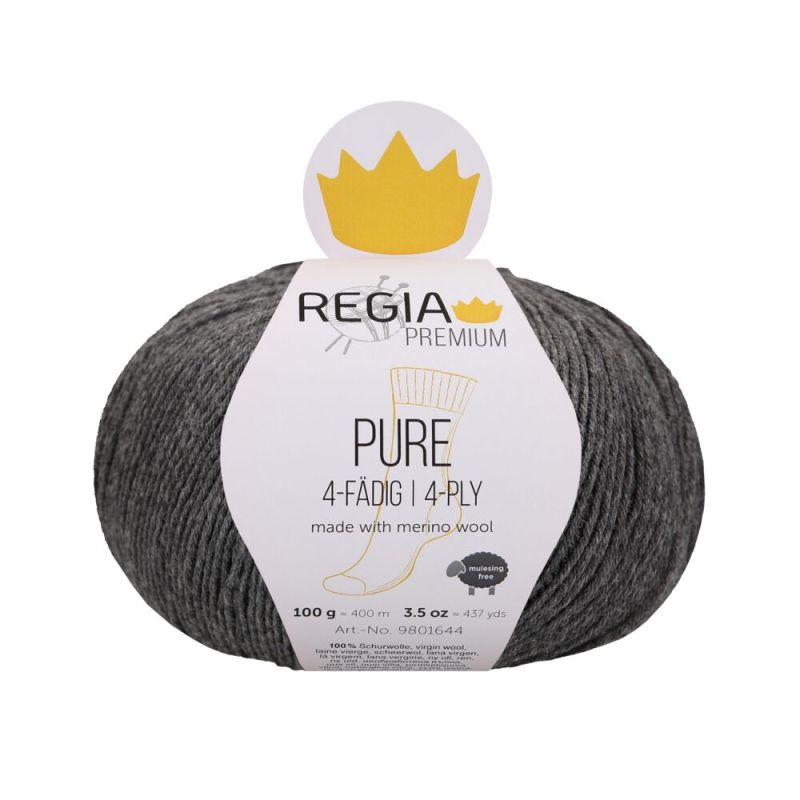 Regia Premium 4-diegu Pure 100g #00091 "Vidēji pelēks merserizēts"