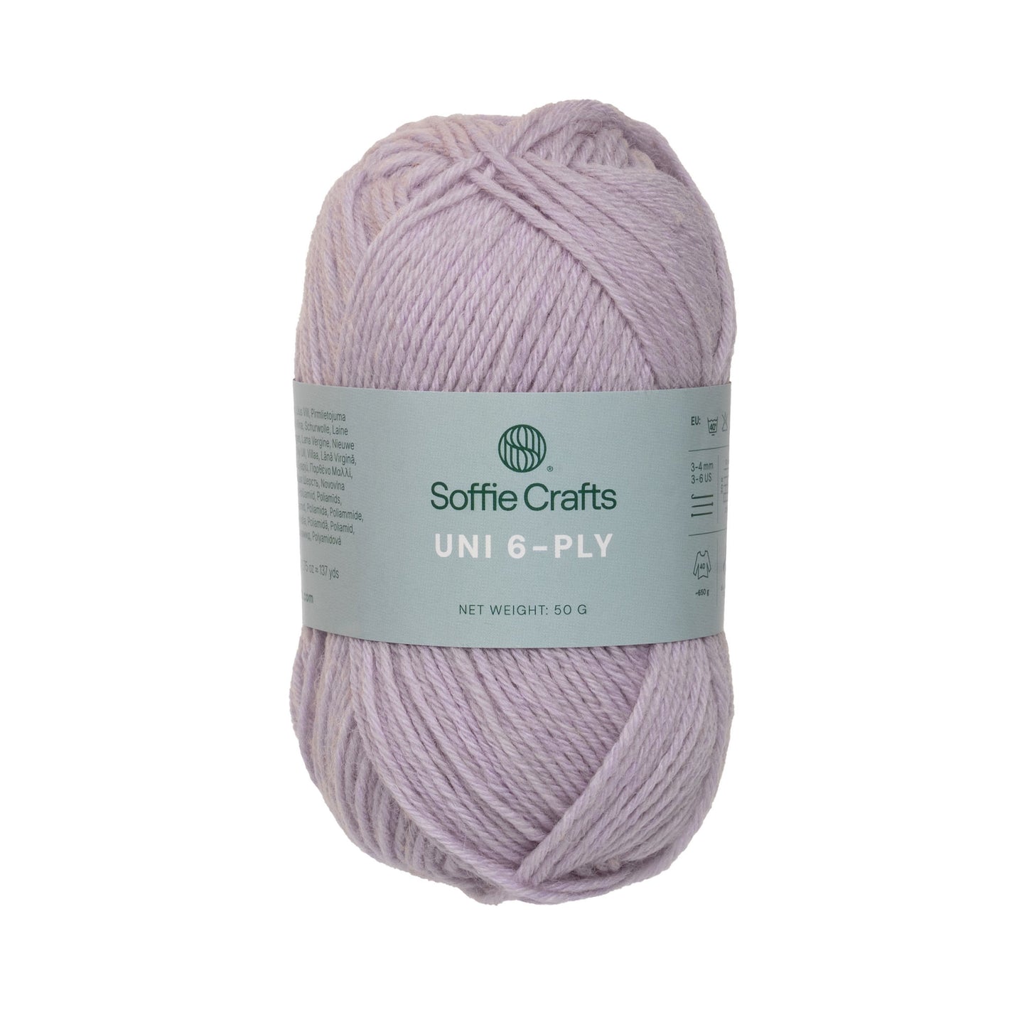UNI 6-diegu Soffie Crafts 50g #1063 "Gaiši violets" zeķu dzija