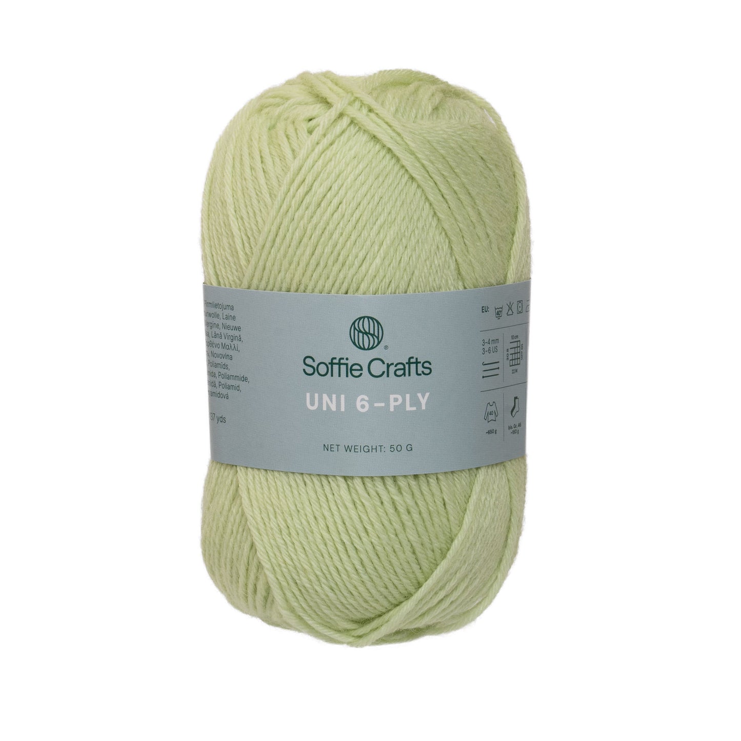 UNI 6-diegu Soffie Crafts 50g #1064 "Gaiši zaļš" zeķu dzija