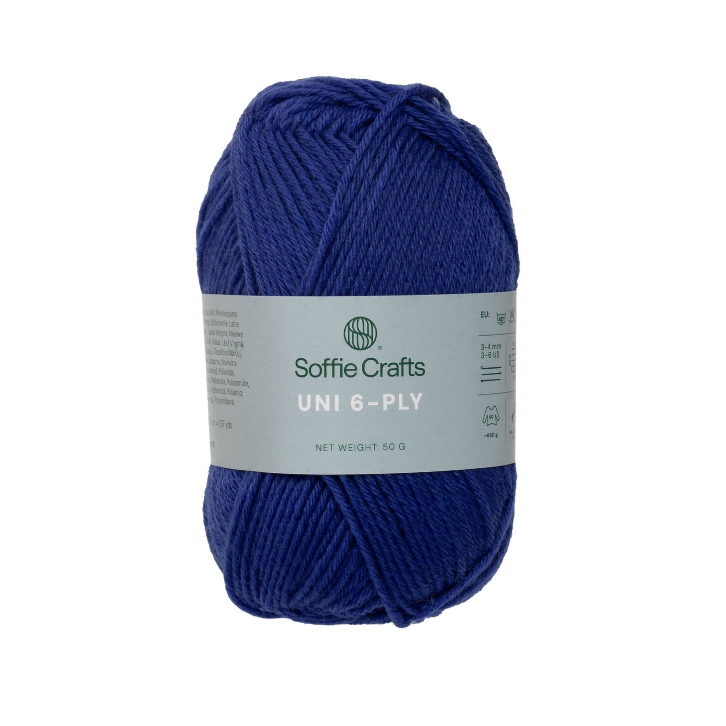 UNI 6-diegu Soffie Crafts 50g #1066 "karaliski zils" zeķu dzija