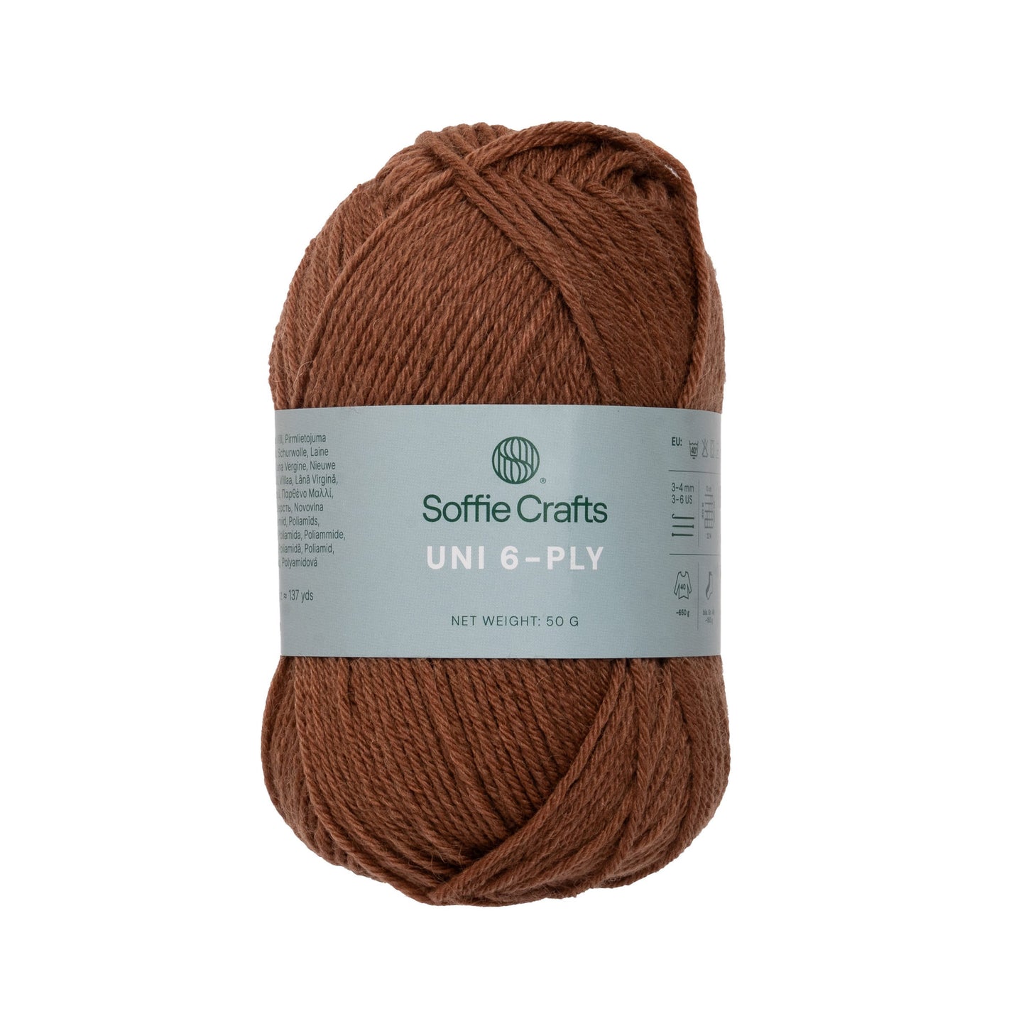 UNI 6-diegu Soffie Crafts 50g #1067 "Mokas uzpūtenis" zeķu dzija