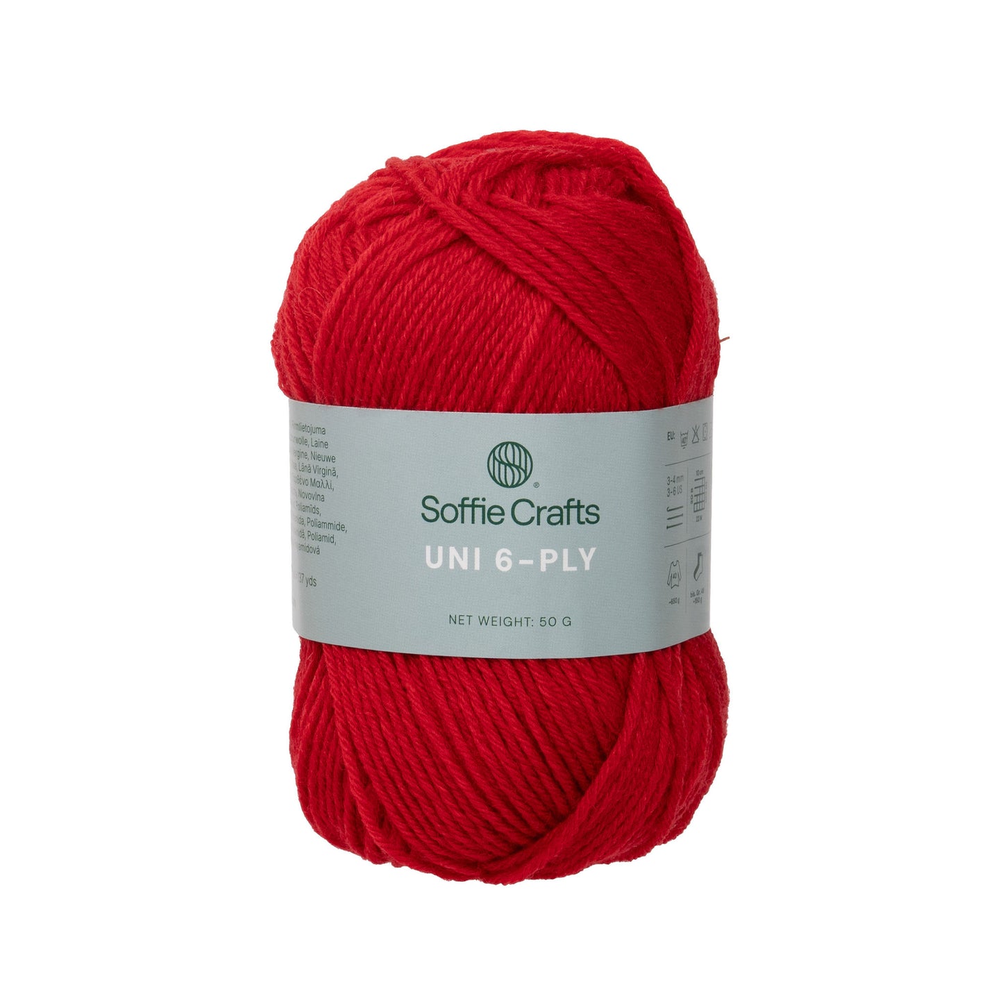 UNI 6-diegu Soffie Crafts 50g #2054 "Koši sarkans" zeķu dzija