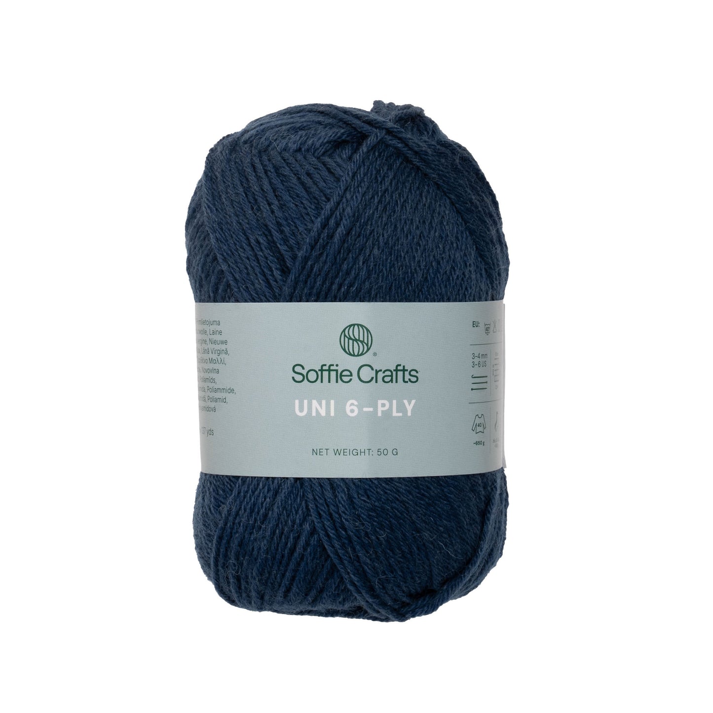 UNI 6-diegu Soffie Crafts 50g #2740 "Džinsa zils" zeķu dzija