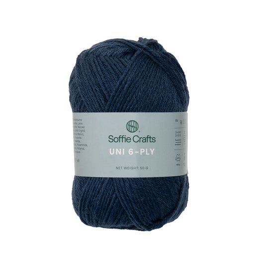 UNI 6-kordne Soffie Crafts 50g #2740 "Teksasinine" sokilõng