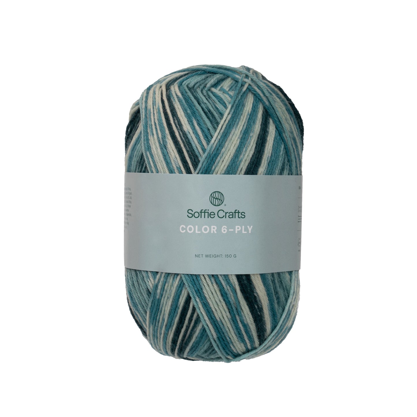 Color 6-diegu Soffie Crafts 150g #2007 "Piparmētru vēsma" zeķu dzija