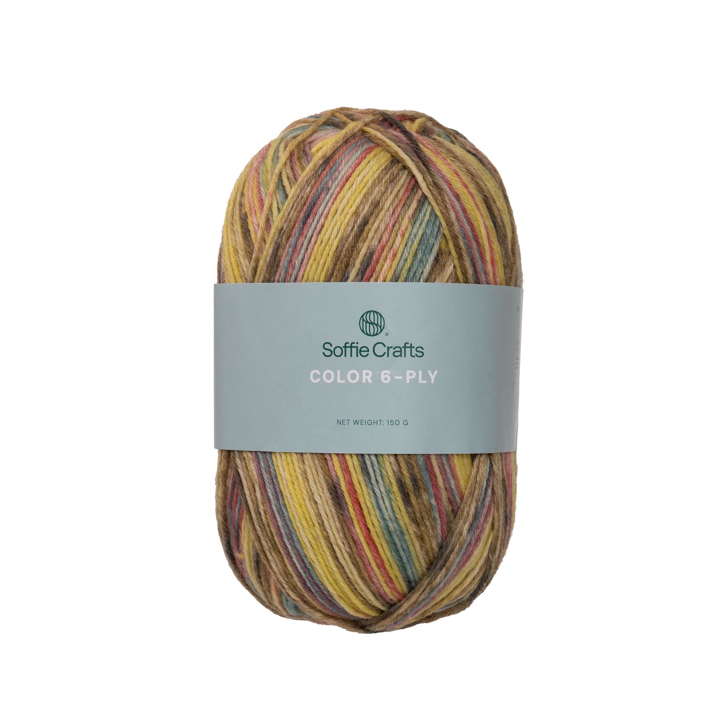 Color 6-diegu Soffie Crafts 150g #4077 "Mājīgs dreifs" zeķu dzija