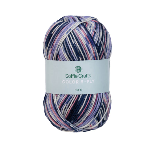 COLOR 8-diegu Soffie Crafts 150g #02001 "Vakara Debesis" zeķu dzija