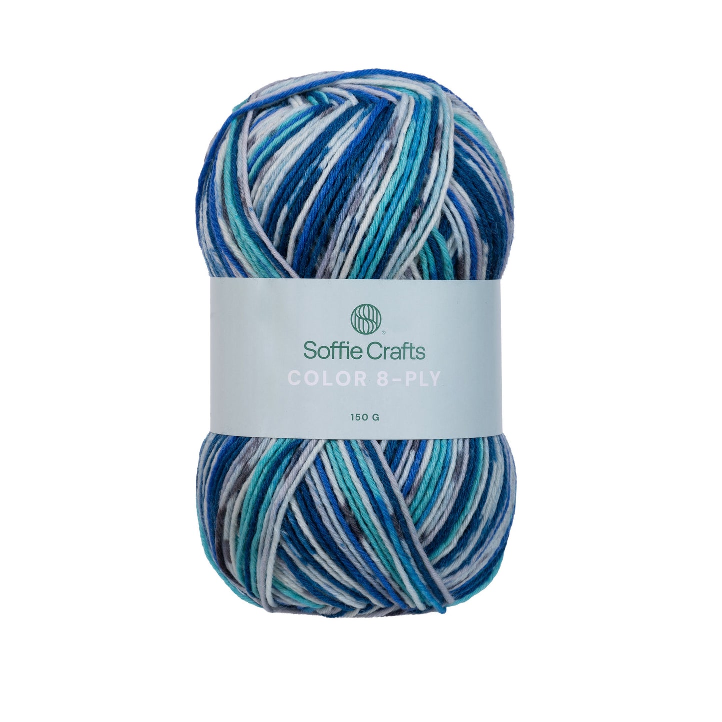 COLOR 8-diegu Soffie Crafts 150g #02004 "Zilais Vilnis" zeķu dzija