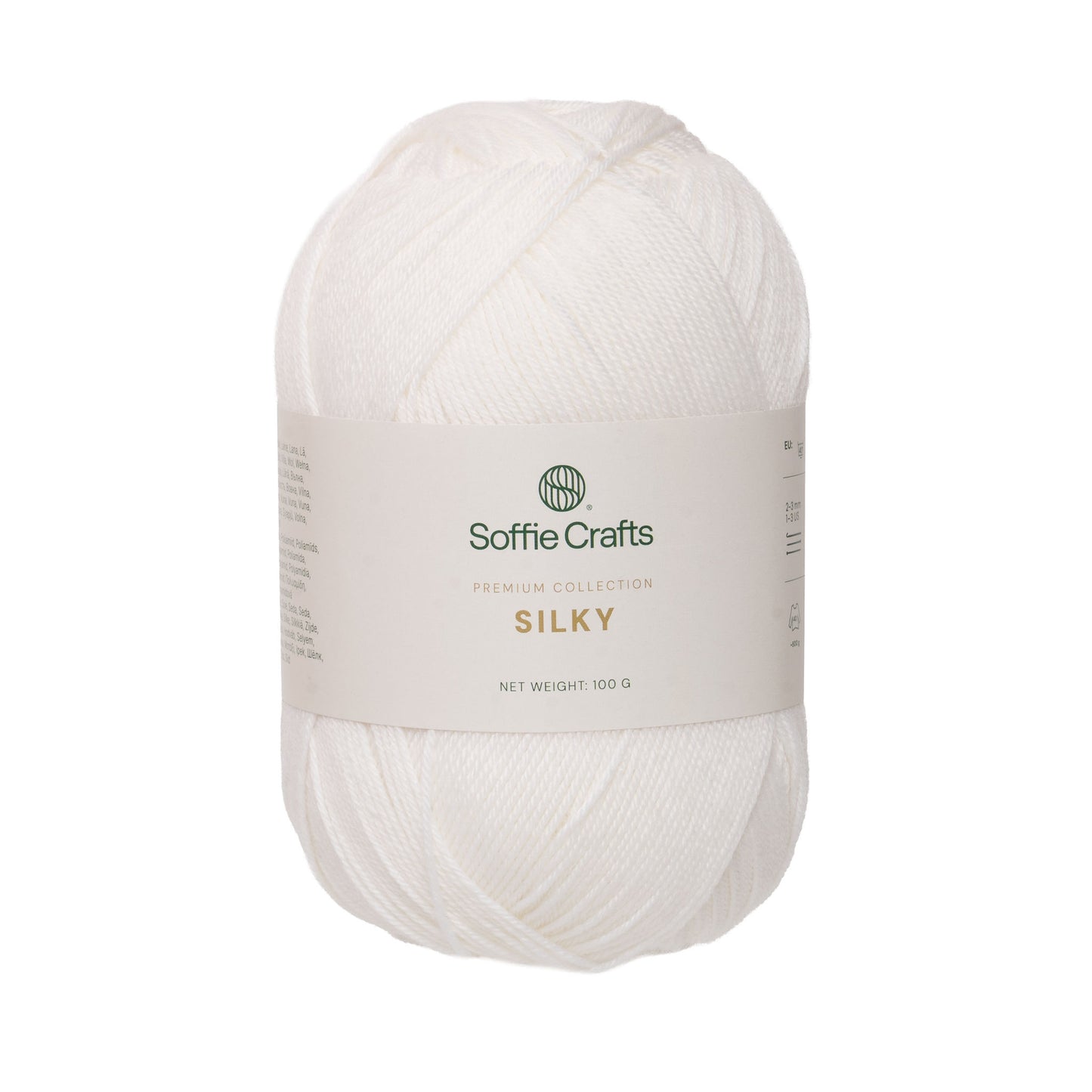 SILKY Soffie Crafts Premium Collection 100g #00001 "Balts" 4-diegu zeķu dzija