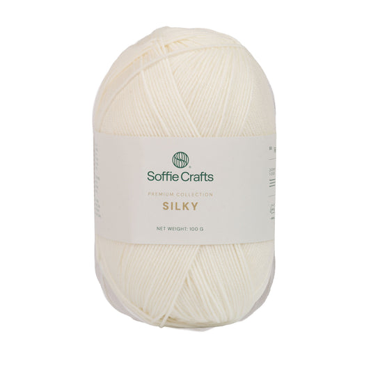 SILKY Soffie Crafts Premium Collection 100g #00002 "Dabīgi balts" 4-diegu zeķu dzija