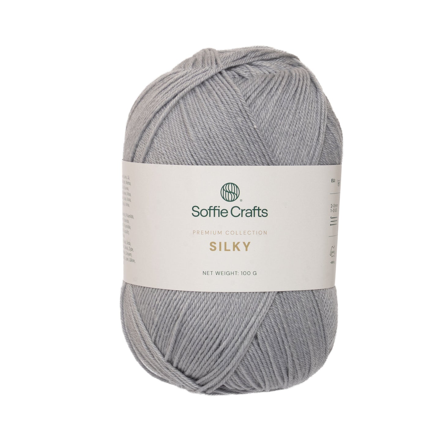 SILKY Soffie Crafts Premium Collection 100g #00051 "Gaiši pelēks" 4-diegu zeķu dzija