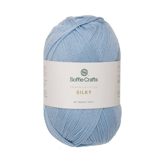 SILKY Soffie Crafts Premium Collection 100g #00052 "Debesu zils" 4-diegu zeķu dzija