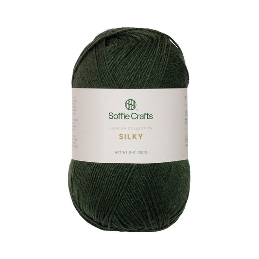 SILKY Soffie Crafts Premium Collection 100g #00070 "Tumši zaļš" 4-diegu zeķu dzija