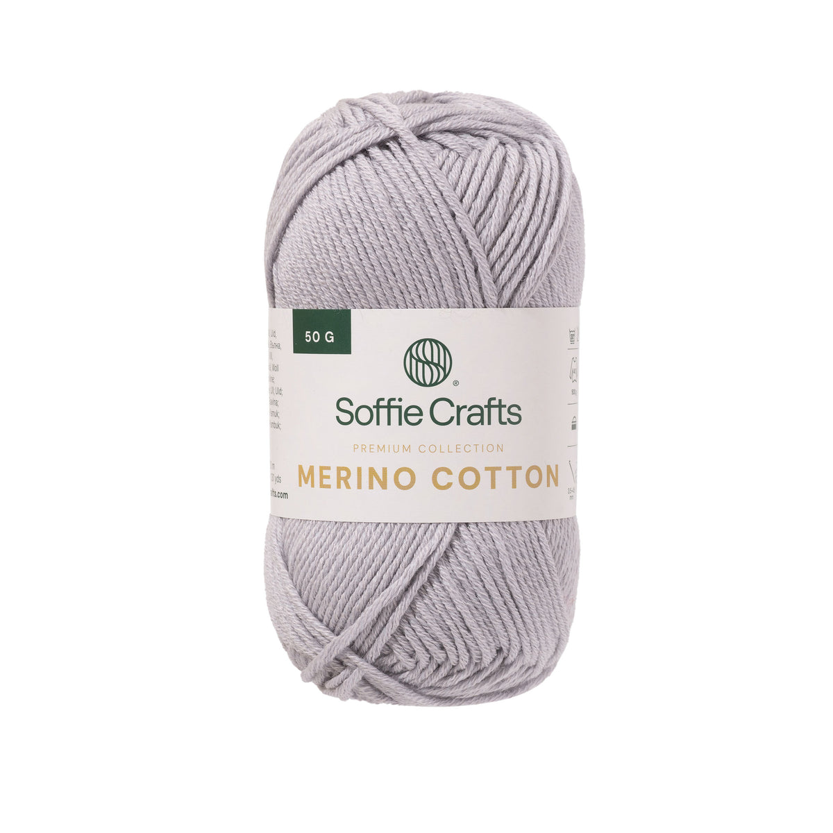 Merino Cotton /Soffie Crafts Premium Collection/ 50g #00104 "Gaiši pelēka"