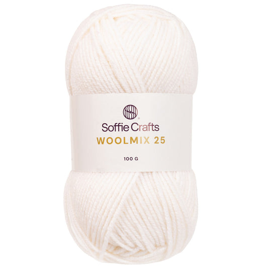 Woolmix 25 /Soffie Crafts/ 100g #100 "Valge"
