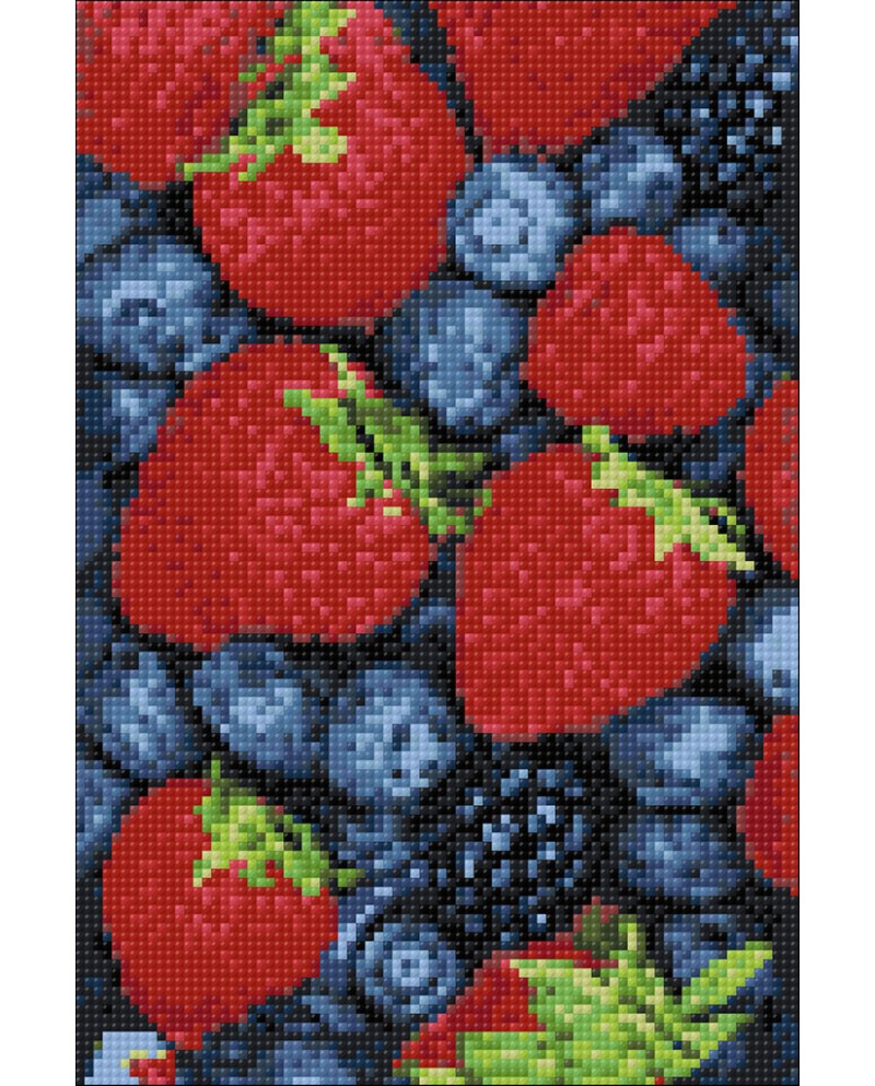 Wizardi dimantu izšūšanas komplekts "Meža ogas" - 20 x 30 cm