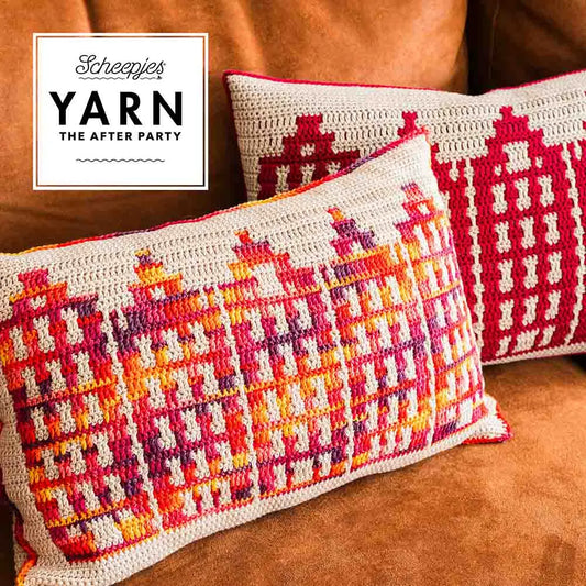 Scheepjes YARN The After Party Nr.58 - Chroma Canal Houses cushion / Esme Crick dizains / Spilvens "Kanāla mājiņas"