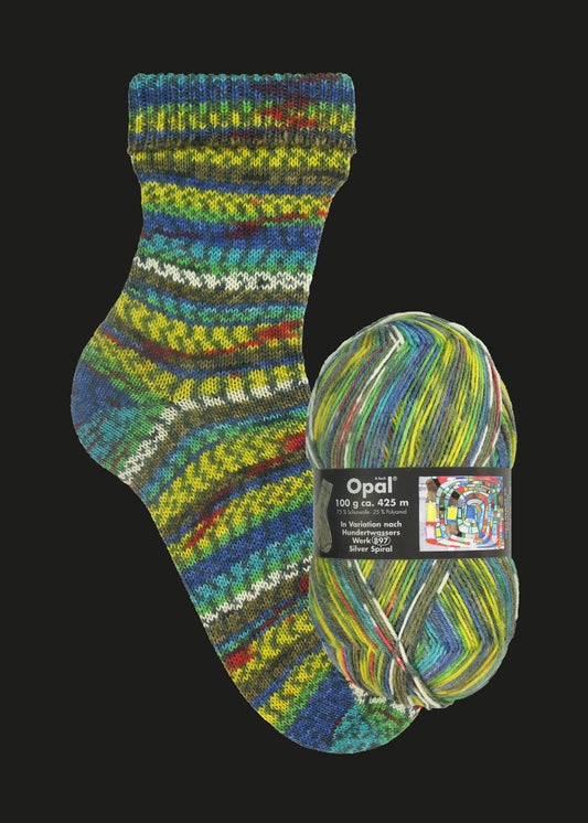 OPAL 4-diegu Hundertwasser I kolekcija 100g #1433 "Sudraba spirāle"