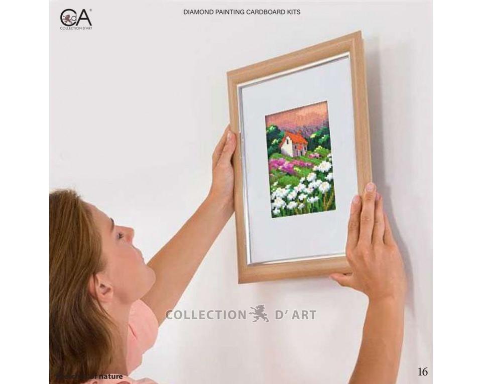 Dabas skice "Māja pļavā" - dimantu izšūšanas komplekts ar kartona pamatni /Collection d' Art/ 12x17 cm