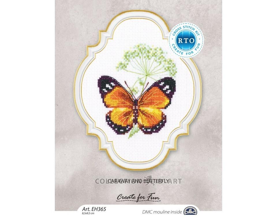 Caraway and butterfly - embroidery kit /RTO/ 8.5x9.5 cm
